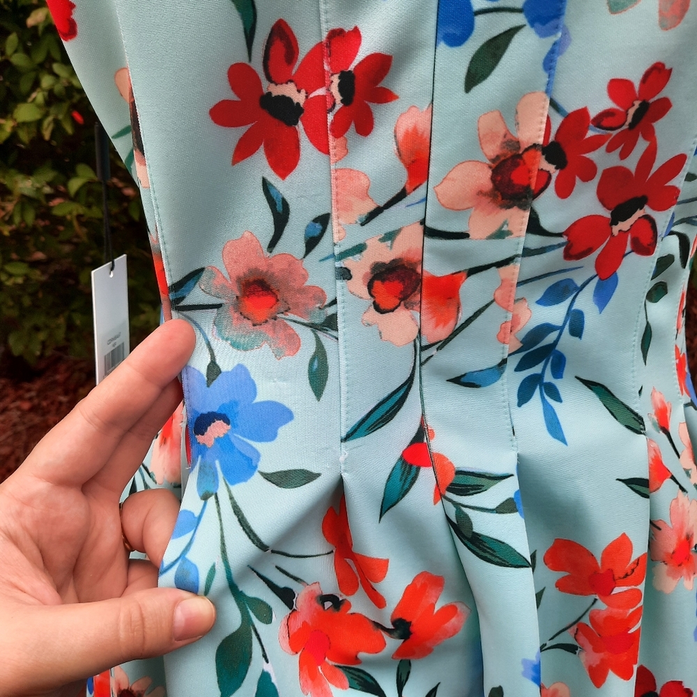 Calvin Klein Floral Print Scuba Stretch Knit Dress Spring Summer Plus 14 NEW - Picture 7 of 10